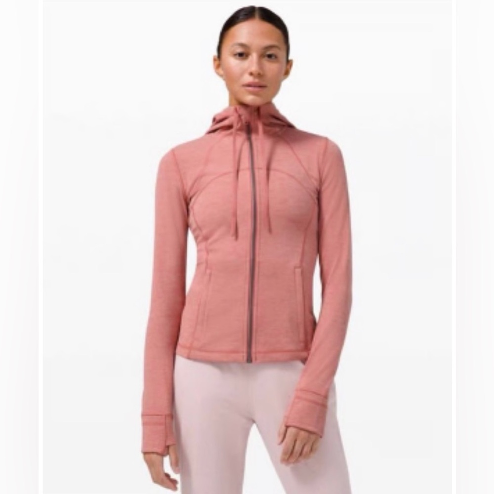 Lululemon Hooded Define Jacket, Nulu fabric, size 8, heathered red